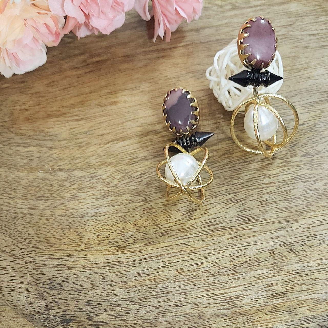 ISABELLA- SEMIPRECIOUS BRASS EARRINGS - beyouindia
