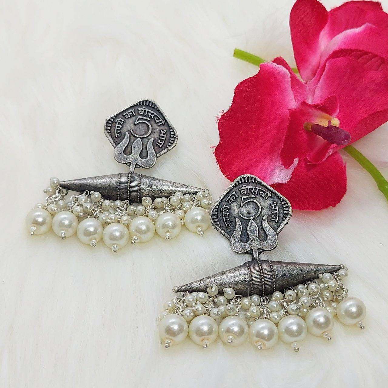 BELLA- GERMAN SILVER EARRINGS - beyouindia