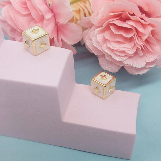 SONA- GOLDPLATED CUBE STUDS - beyouindia