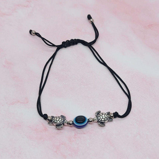 TURTLE -ADJUSTABLE EVIL EYE ANKLET - beyouindia