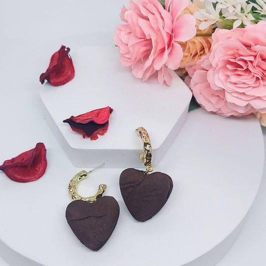 HAYATH- BROWN HEART EARRINGS - beyouindia
