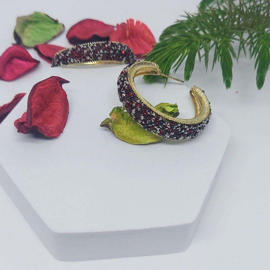 SHINA- MAROON SHIMMERY HOOPS - beyouindia