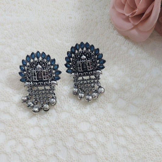 SHAGUN- BLUE OXIDISED EARRINGS - beyouindia