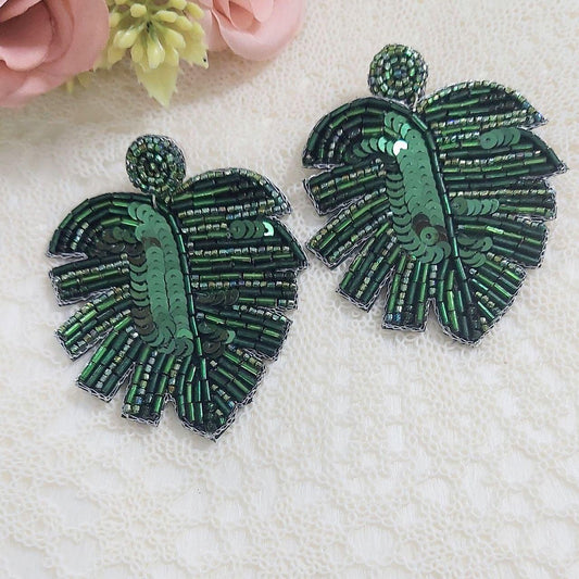 SHIRIN- GREEN LEAF EARRINGS - beyouindia
