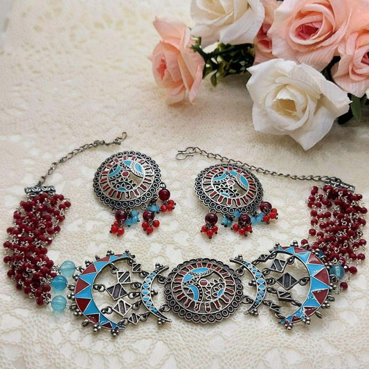 RADHYA- ENAMEL PAINTED CHOKER SET - beyouindia