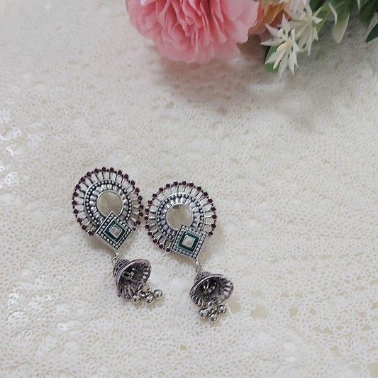 NAHID- MAROON ENAMEL PAINTED EARRINGS - beyouindia