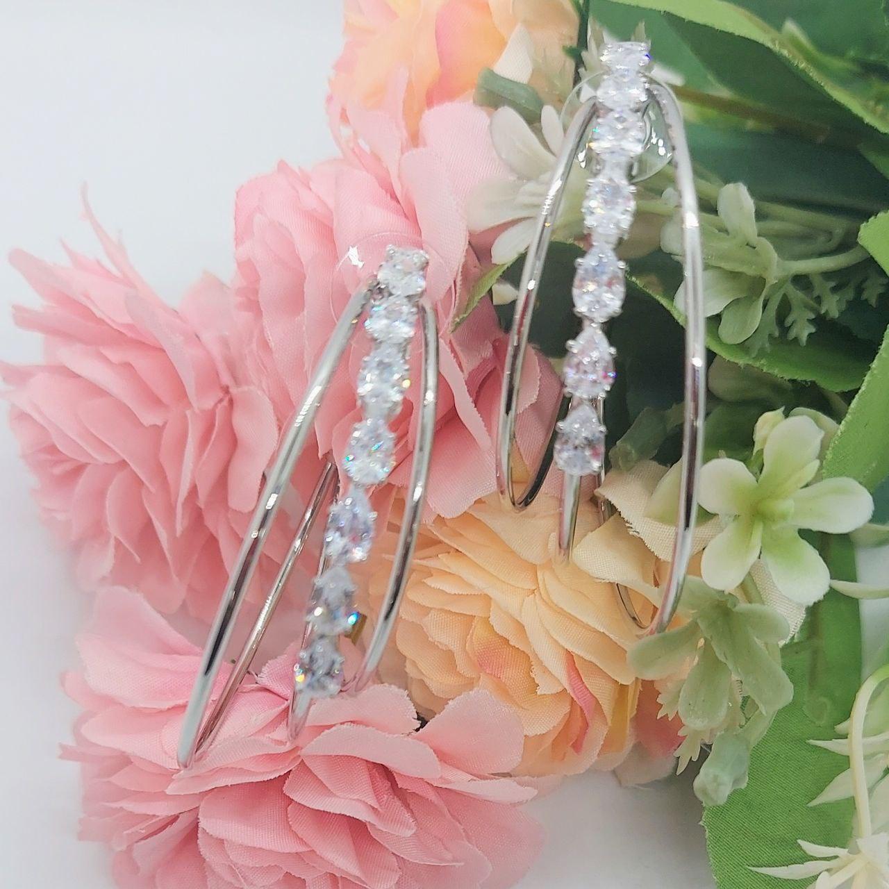 SHINA-STONE STUDDED LAYERED HOOPS - beyouindia