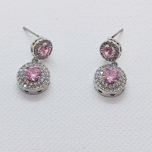 PINK -CUBIC ZIRCONIA EARRINGS - beyouindia