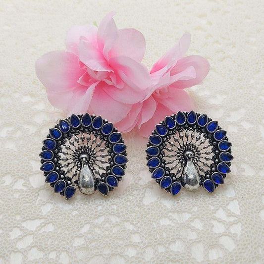 BLUE PEACOCK STUDS - beyouindia
