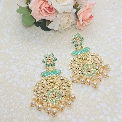 MYRA- PINK MEENA KUNDAN EARRINGS - beyouindia