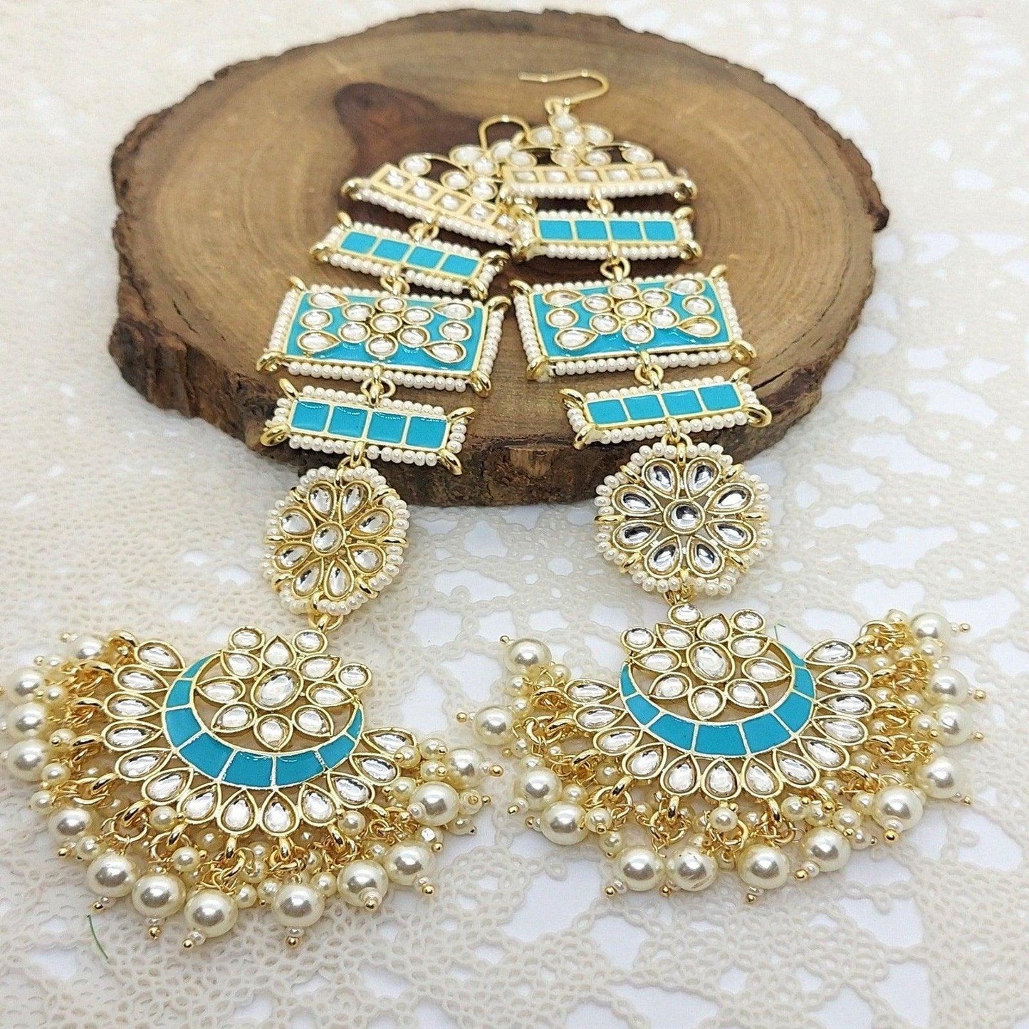 TARANNUM-KUNDAN EARRINGS WITH EARCHAIN - beyouindia