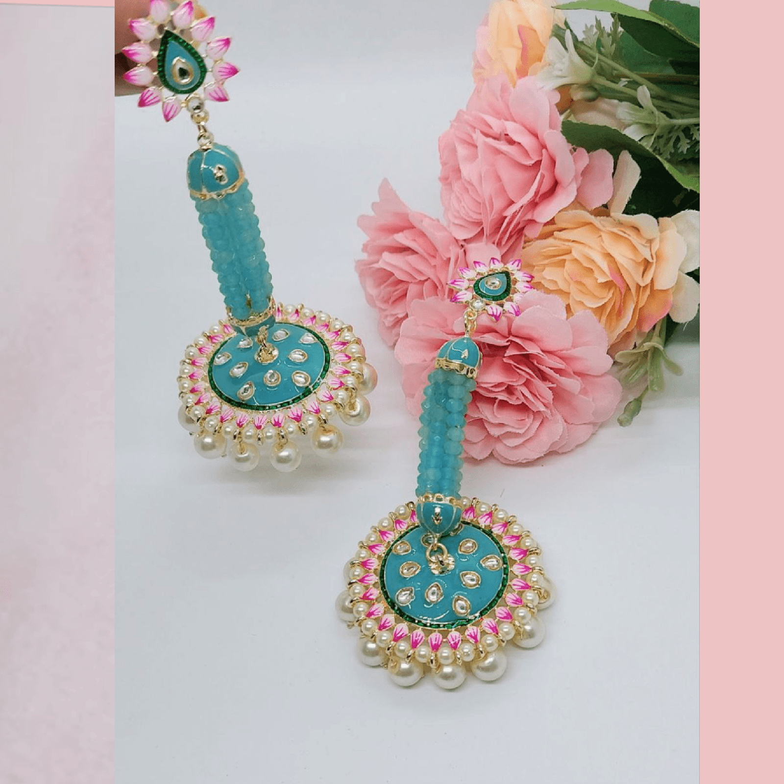 SHYNA- LIGHT BLUE DROP JHUMKA - beyouindia