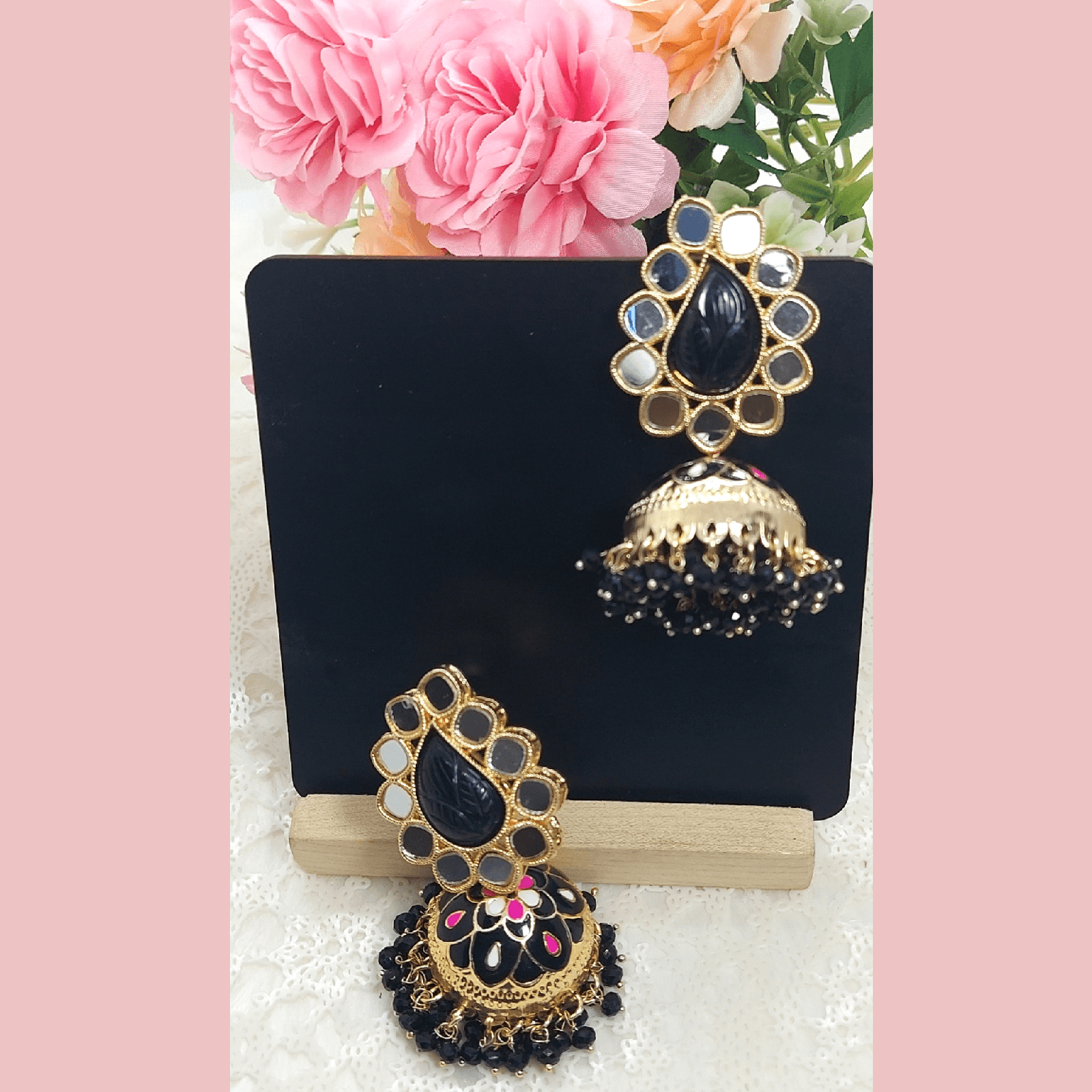 MYSA- BLACK LEAF JHUMKA - beyouindia