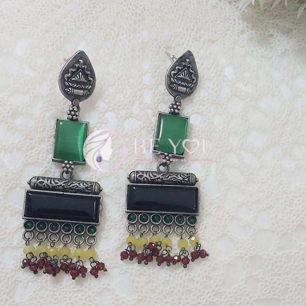 AAYAT- GERMAN SILVER EARRINGS - beyouindia