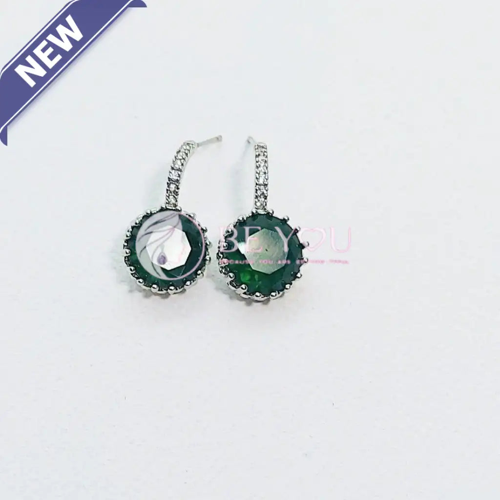 Aayat- Red Earrings Green Cubic Zirconia